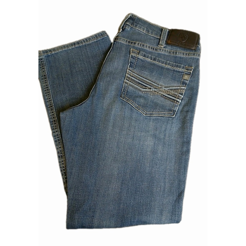 Rock & Republic Jeans Mens 35x31 Blue Straight Denim Stretch #436C‎